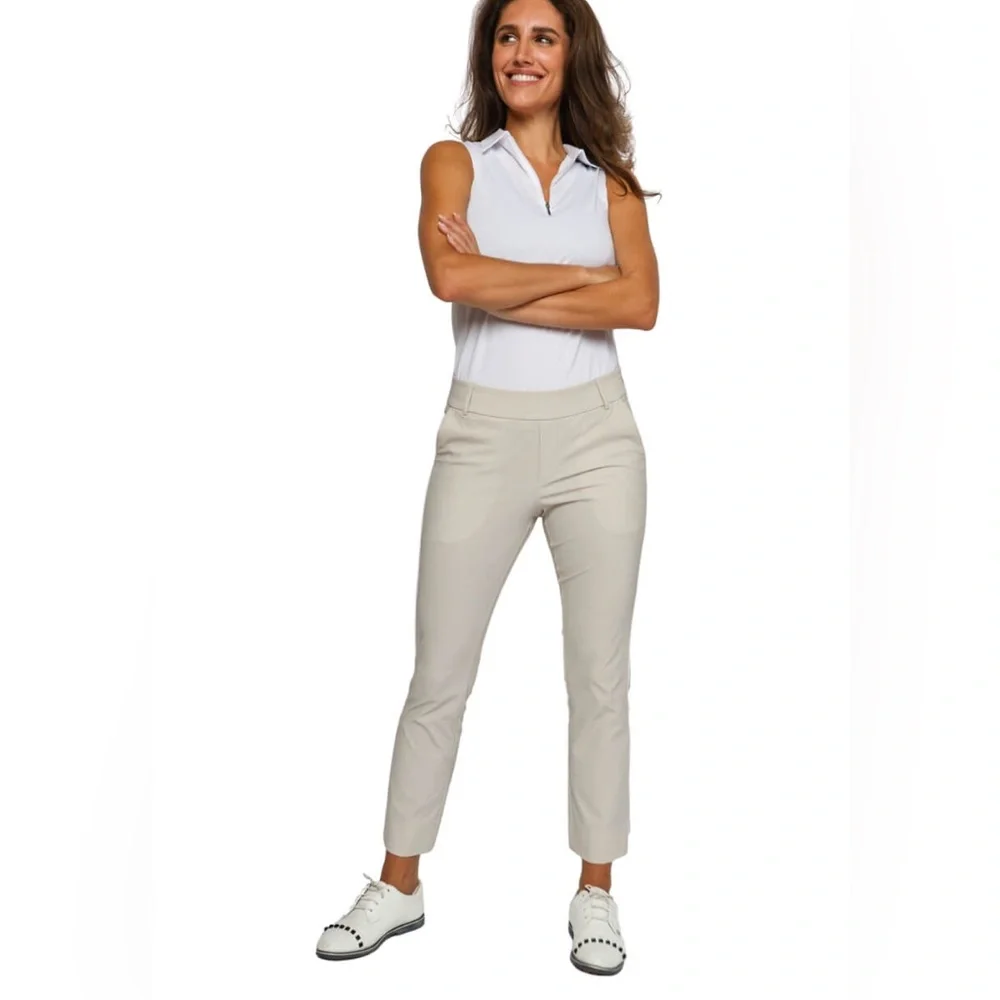 Classic Women's Beige Ankle Pants - Picture 5 of 14